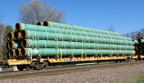 Oversized Load Pipe on Rail